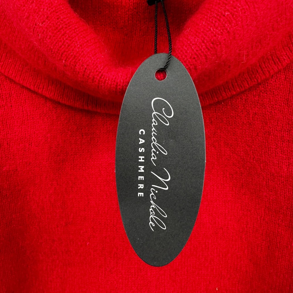 Claudia Nichole Cashmere Red Cowl Neck Sweater Size Small - Picture 4 of 9